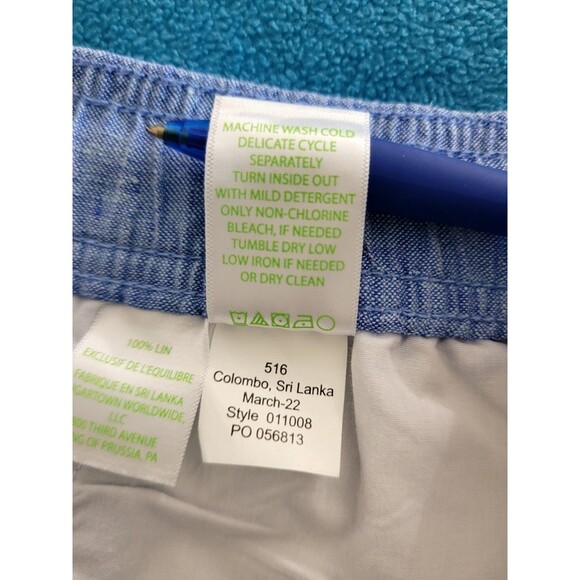 Lilly Pulitzer Taron Mid Rise Linen Pants Womens L Blue Drawstring Beach - Picture 9 of 11